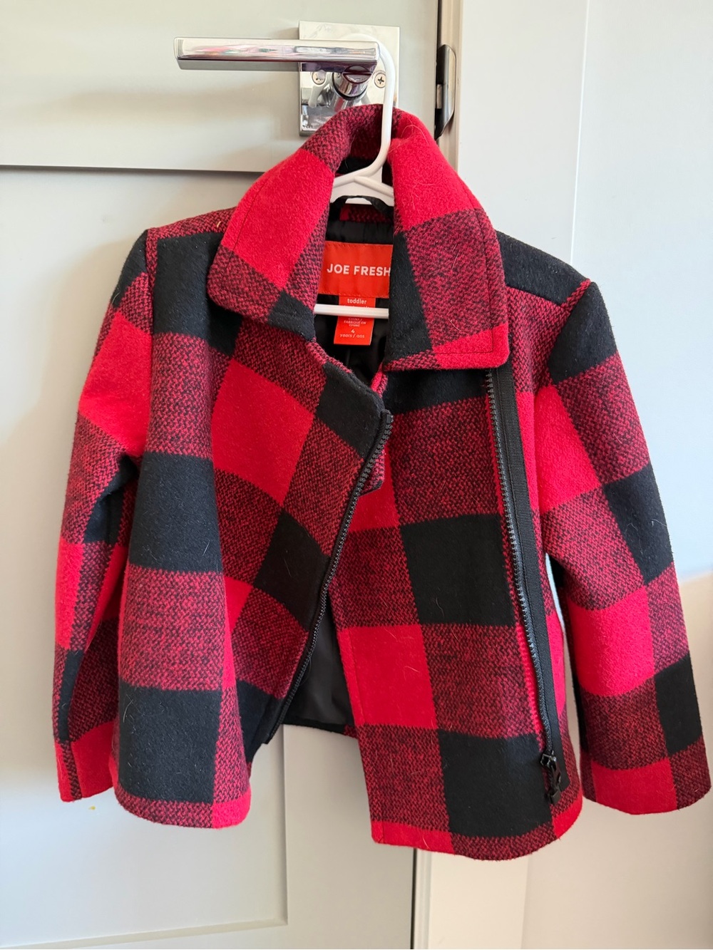 NWOT Joe Fresh Red and Black Buffalo Plaid Peacoat Never Worn